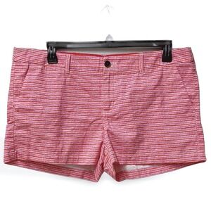 Merona Womens Pink Orange Chevron Stripe Chino Shorts Sz 16 Cotton Summer Casual